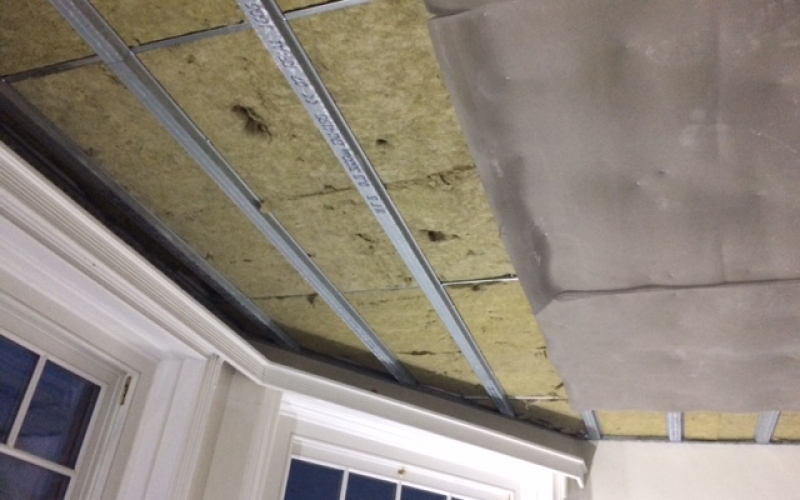 Acoustic ceiling - Acoustic membrane installed